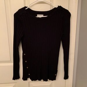 Black Long-Sleeve Shirt with Gold Buttons